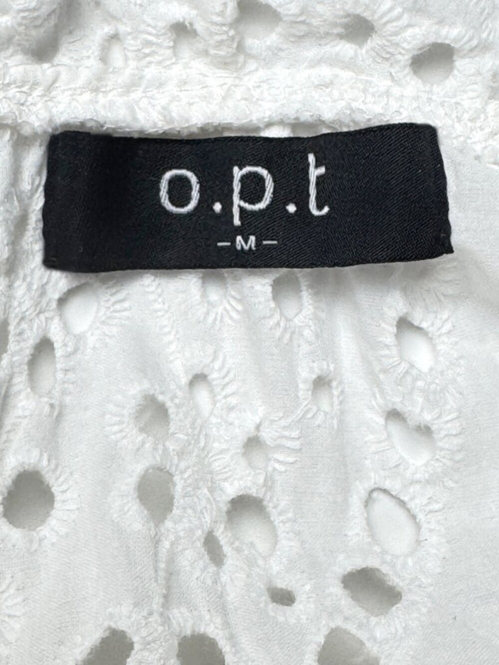 ANTHROPOLOGIE O.P.T. WHITE EYELET TIERED MIDI DRESS PRAIRIE RESORT BOHO COTTON M - Picture 4 of 6